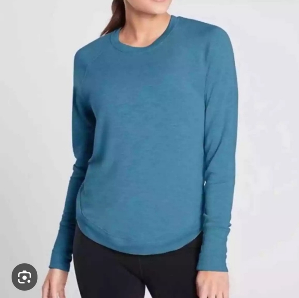 ATHLETA Serenity modal teal turquoise crew neck sweatshirt